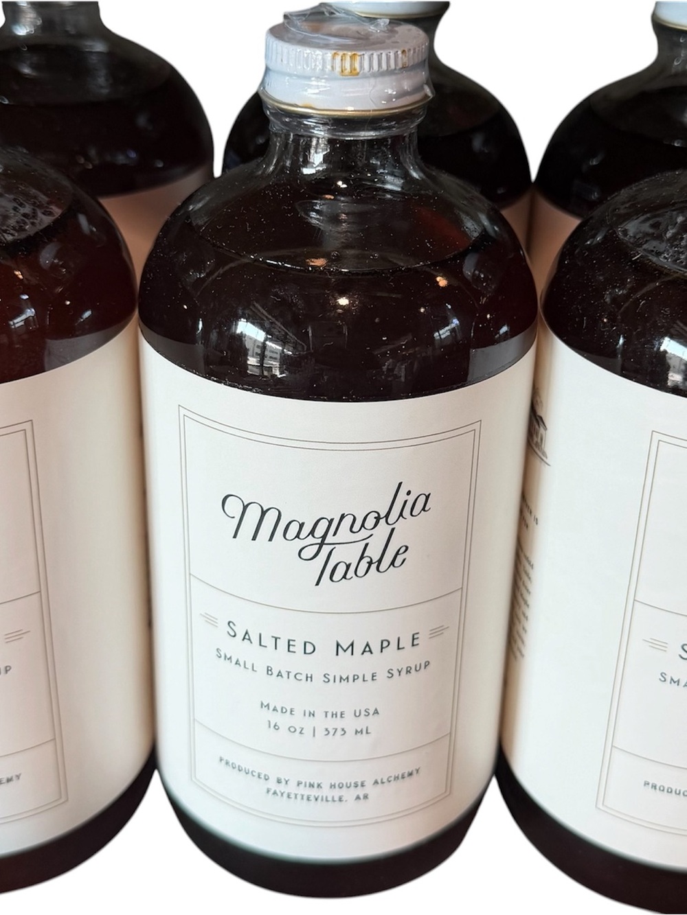 Magnolia Table Salted Maple Simple Syrup - Brown and Cream Bottle. Pack of 3